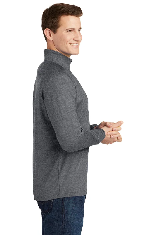 Sport-Tek Mens Sport-Wick Moisture Wicking 1/4 Zip Sweatshirt - Heather Charcoal Grey