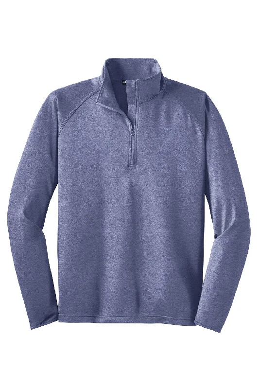 Sport-Tek Mens Sport-Wick Moisture Wicking 1/4 Zip Sweatshirt - Heather True Navy Blue