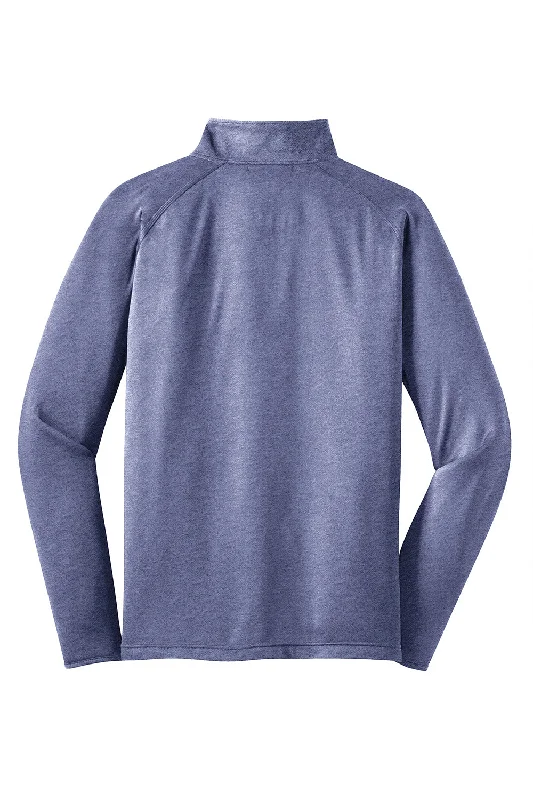 Sport-Tek Mens Sport-Wick Moisture Wicking 1/4 Zip Sweatshirt - Heather True Navy Blue