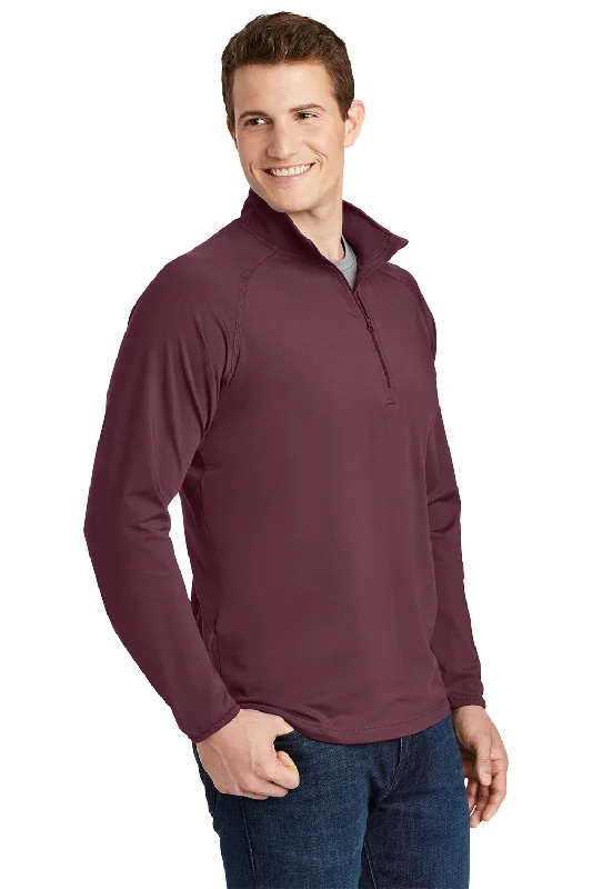 Sport-Tek Mens Sport-Wick Moisture Wicking 1/4 Zip Sweatshirt - Maroon