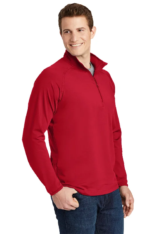 Sport-Tek Mens Sport-Wick Moisture Wicking 1/4 Zip Sweatshirt - True Red