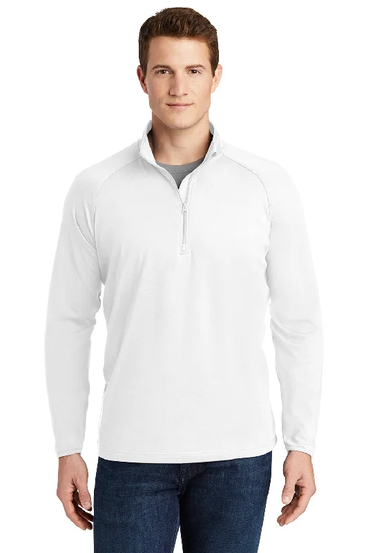 Sport-Tek Mens Sport-Wick Moisture Wicking 1/4 Zip Sweatshirt - White