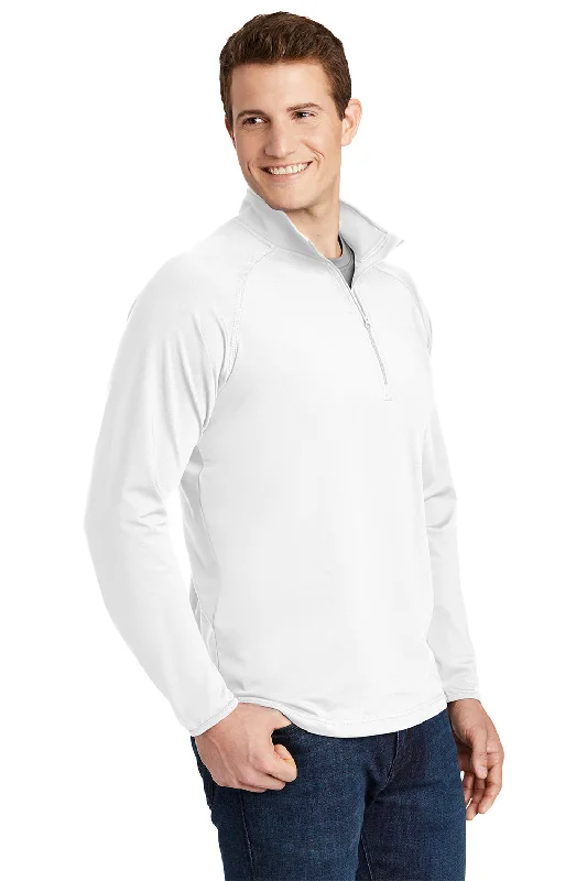 Sport-Tek Mens Sport-Wick Moisture Wicking 1/4 Zip Sweatshirt - White