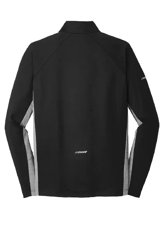 Sport-Tek Mens Sport-Wick Moisture Wicking 1/4 Zip Sweatshirt - Black/Heather Charcoal Grey