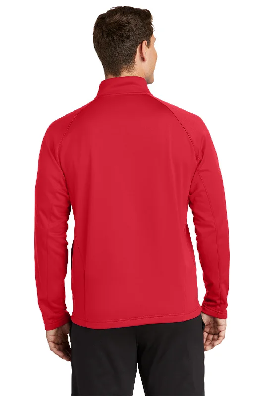 Sport-Tek Mens Sport-Wick Moisture Wicking Fleece 1/4 Zip Sweatshirt - Deep Red/Silver Grey