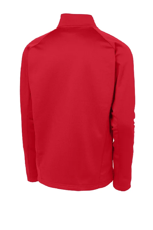 Sport-Tek Mens Sport-Wick Moisture Wicking Fleece 1/4 Zip Sweatshirt - Deep Red/Silver Grey