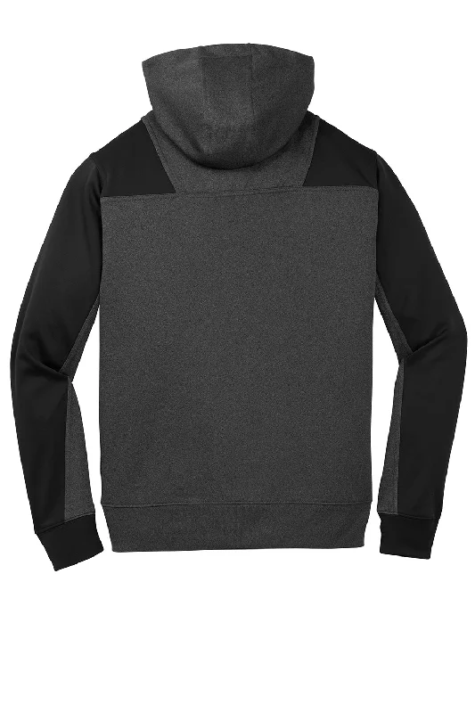 Sport-Tek Mens Tech Moisture Wicking Fleece 1/4 Zip Hooded Sweatshirt Hoodie - Heather Graphite Grey/Black