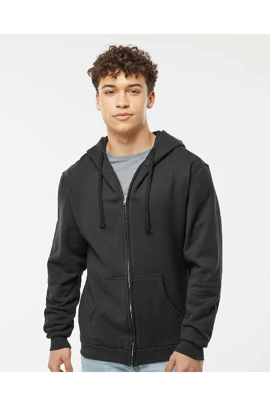 Tultex Mens Full Zip Hooded Sweatshirt Hoodie - Black - NEW