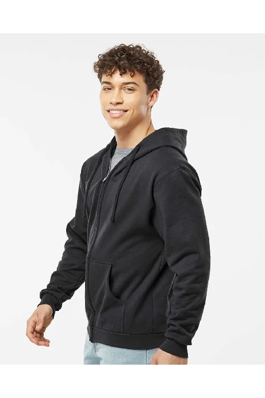 Tultex Mens Full Zip Hooded Sweatshirt Hoodie - Black - NEW