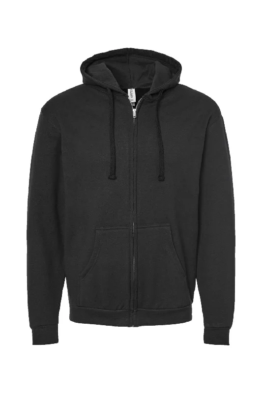 Tultex Mens Full Zip Hooded Sweatshirt Hoodie - Black - NEW