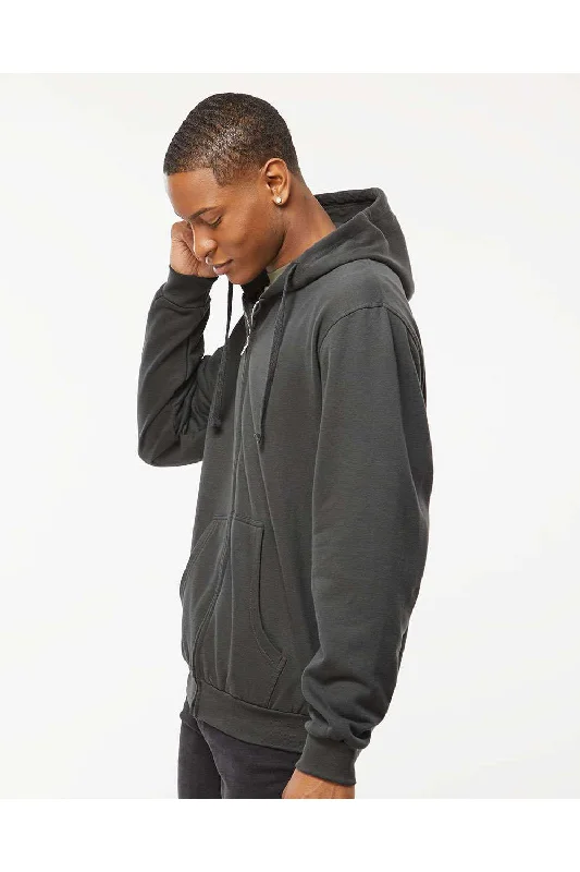 Tultex Mens Full Zip Hooded Sweatshirt Hoodie - Charcoal Grey - NEW