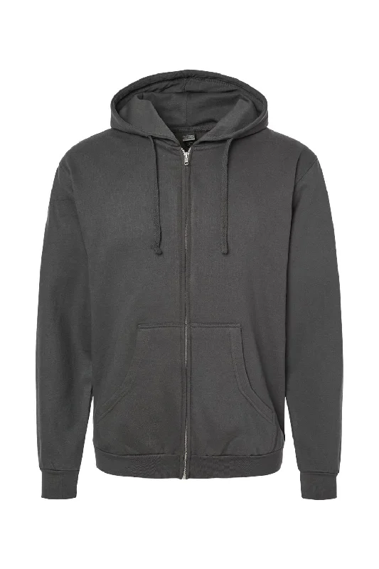 Tultex Mens Full Zip Hooded Sweatshirt Hoodie - Charcoal Grey - NEW