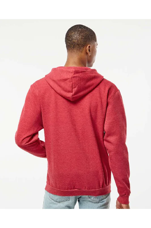 Tultex Mens Full Zip Hooded Sweatshirt Hoodie - Heather Red - NEW