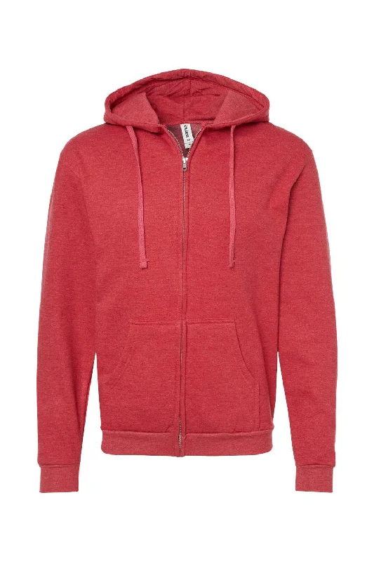 Tultex Mens Full Zip Hooded Sweatshirt Hoodie - Heather Red - NEW