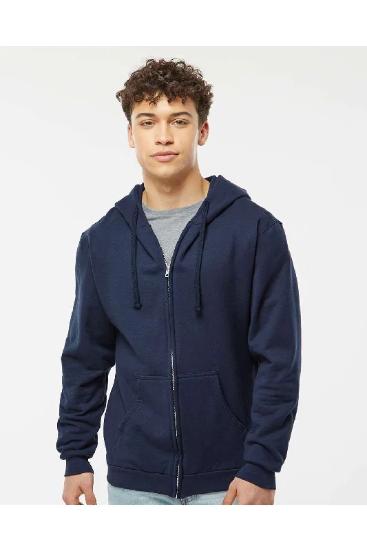 Tultex Mens Full Zip Hooded Sweatshirt Hoodie - Navy Blue - NEW