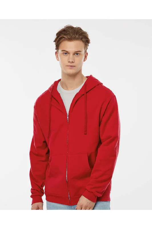 Tultex Mens Full Zip Hooded Sweatshirt Hoodie - Red - NEW