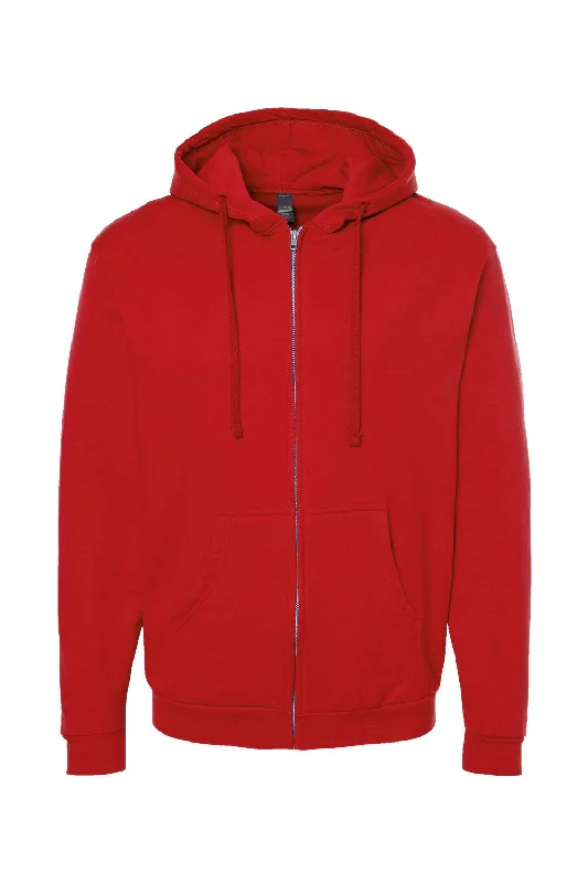 Tultex Mens Full Zip Hooded Sweatshirt Hoodie - Red - NEW