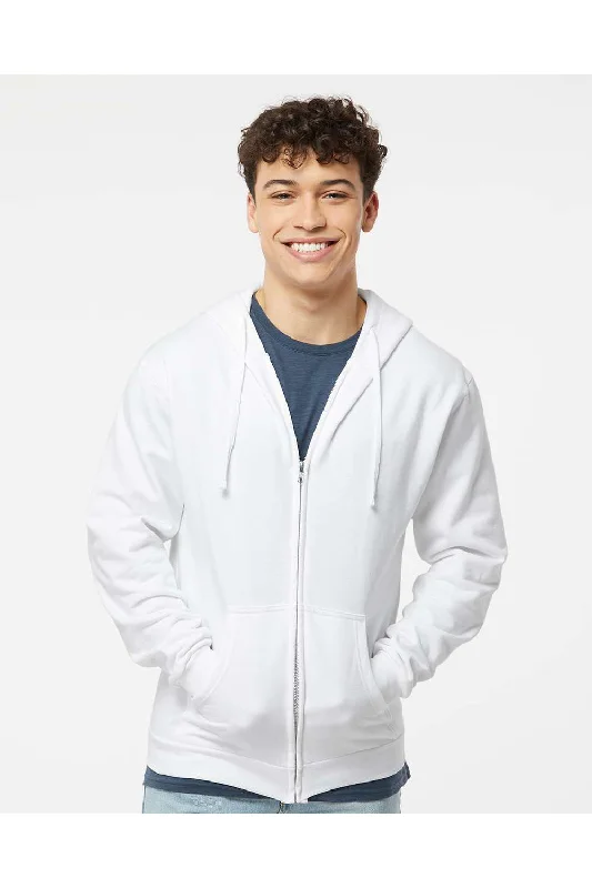 Tultex Mens Full Zip Hooded Sweatshirt Hoodie - White - NEW