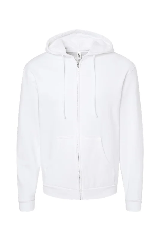 Tultex Mens Full Zip Hooded Sweatshirt Hoodie - White - NEW