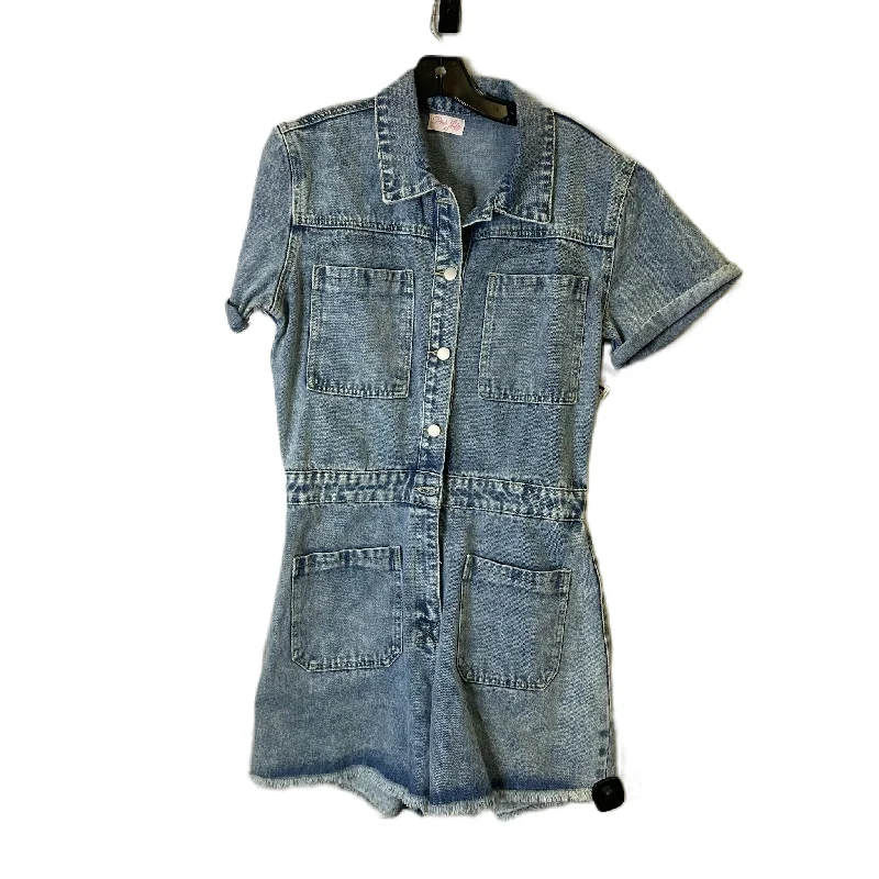 Romper By Pink Lily In Blue Denim, Size: L