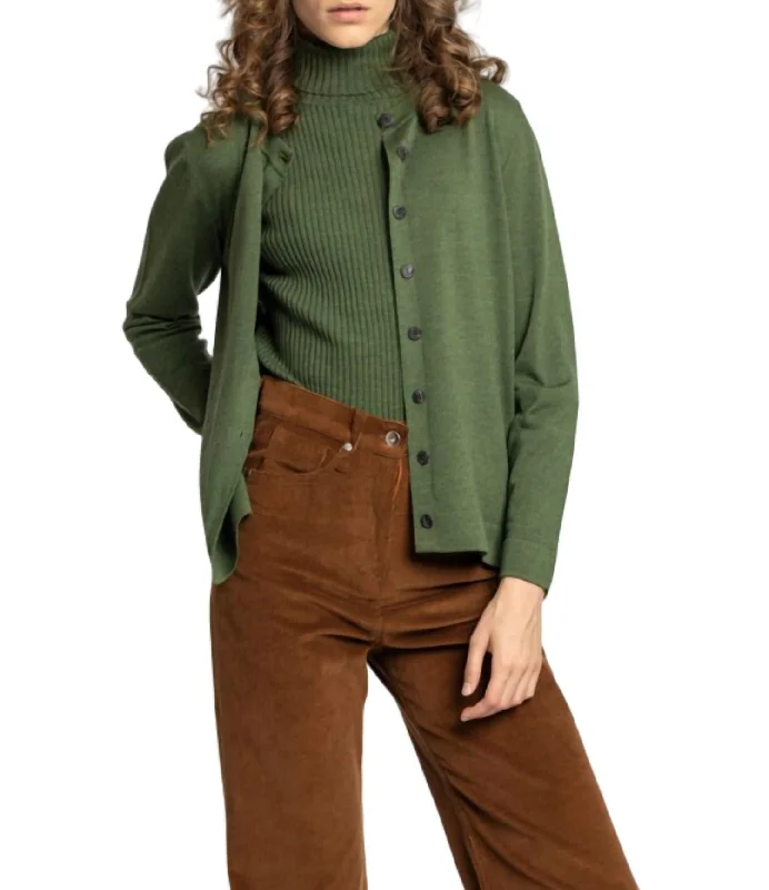 Solid Cardigan In Green