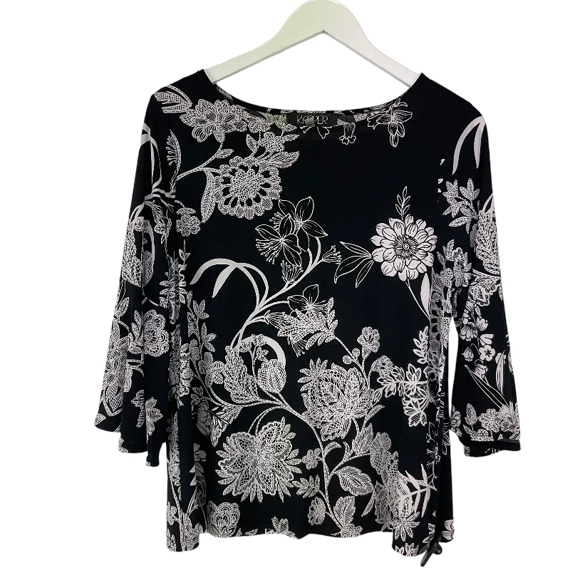 Top 3/4 Sleeve By Kasper In Black, Size: M